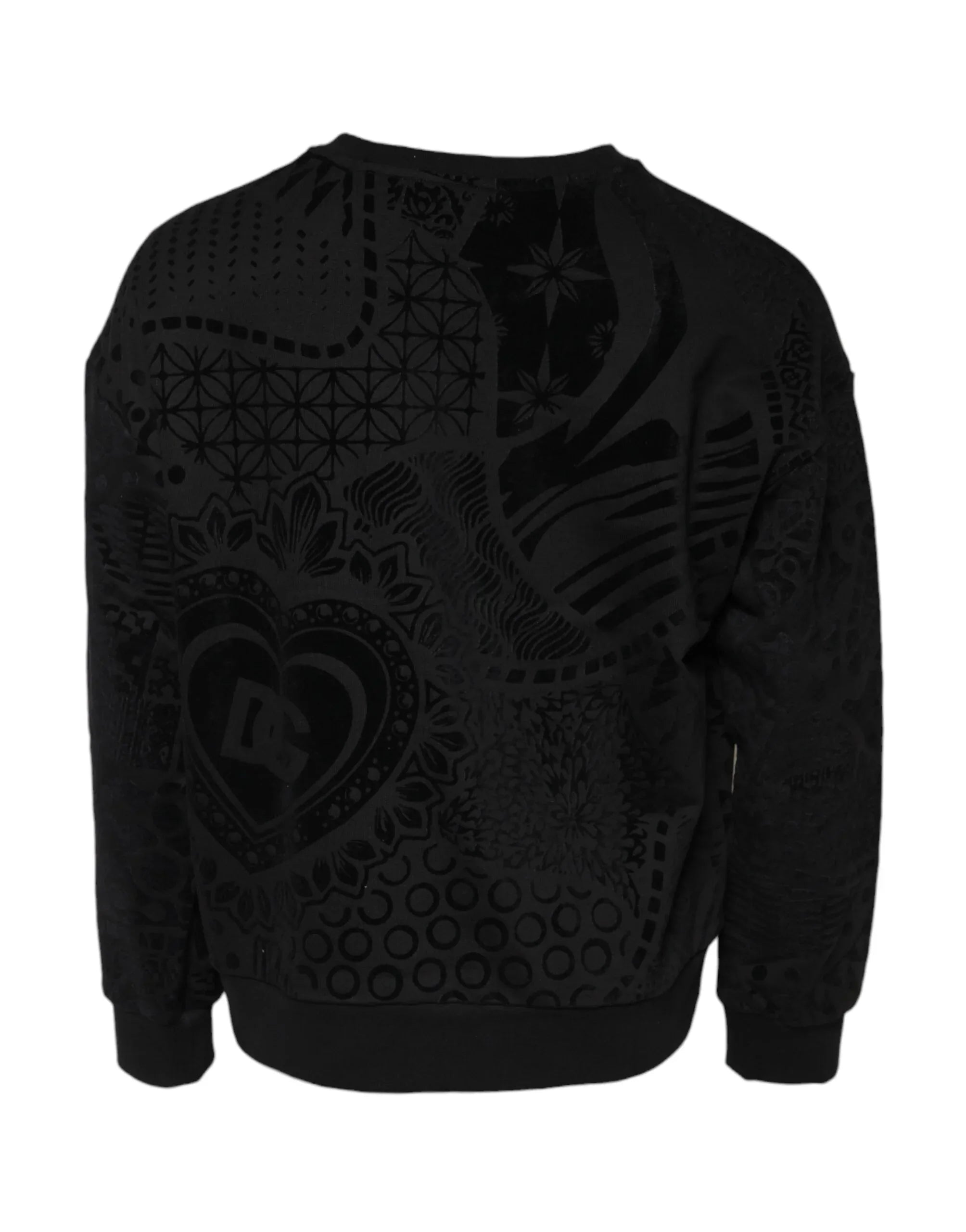 Dolce & Gabbana Black Printed Crew Neck Sweatshirt Sweater - Zeiniez