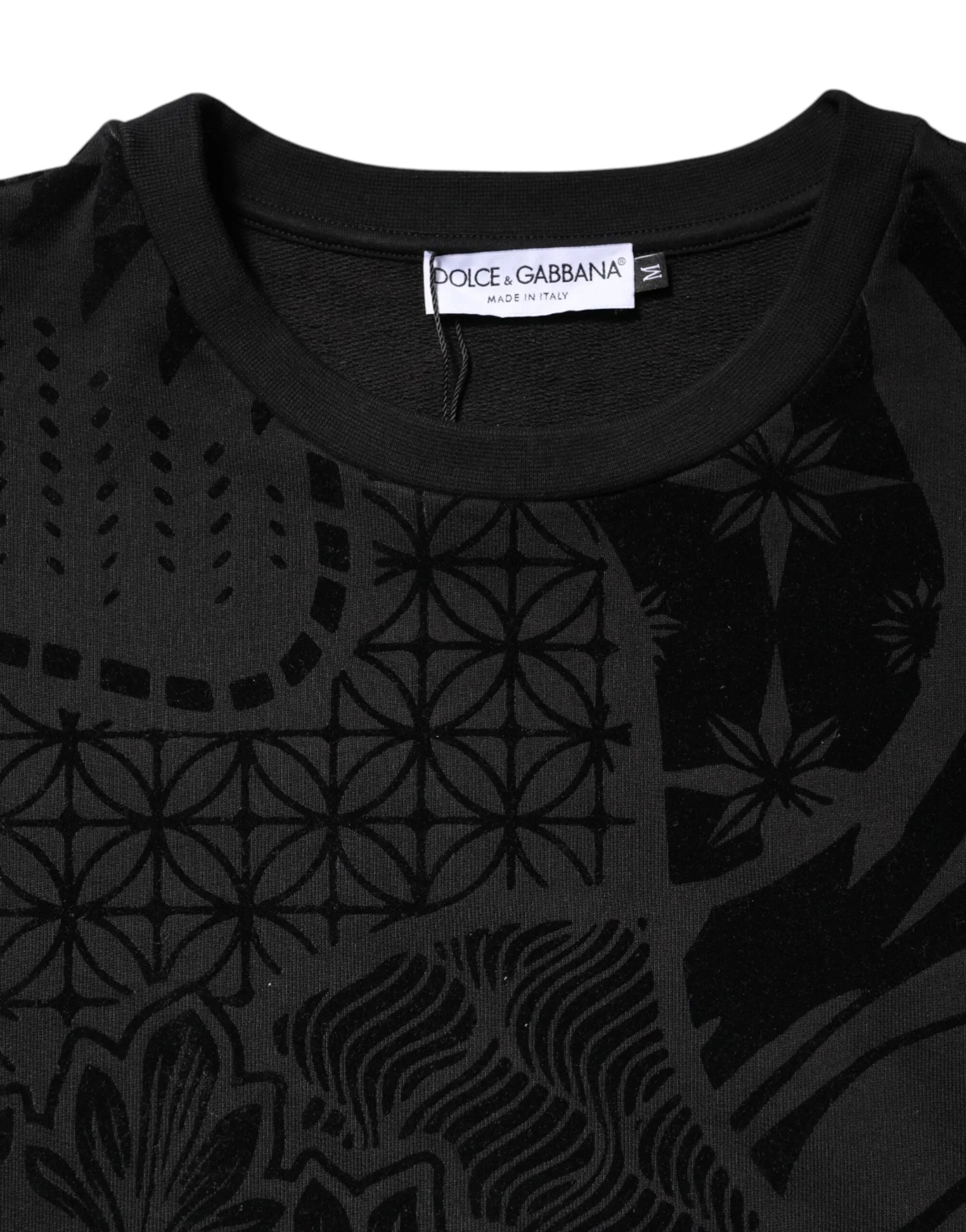 Dolce & Gabbana Black Printed Crew Neck Sweatshirt Sweater - Zeiniez