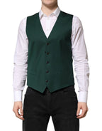 Dolce & Gabbana Green Wool Dress Formal Men Waistcoat Vest - Zeiniez