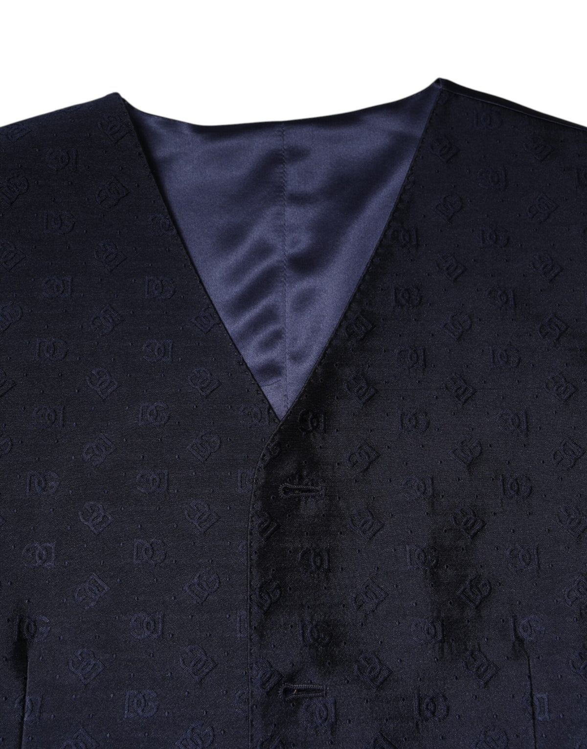 Dolce & Gabbana Dark Blue Logo Wool Formal Men Waistcoat Vest
