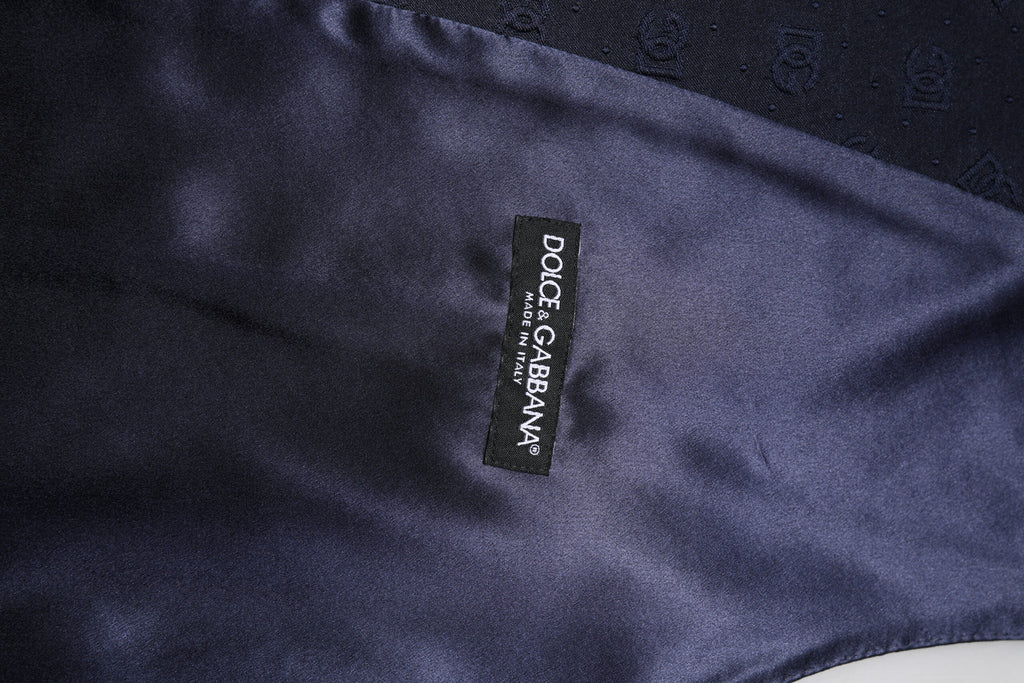 Dolce & Gabbana Dark Blue Logo Wool Formal Men Waistcoat Vest