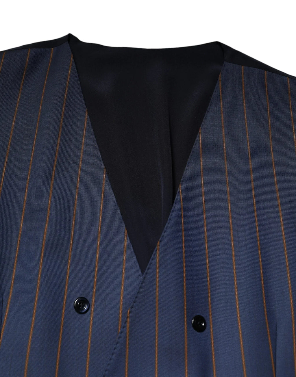 Dolce & Gabbana Blue Stripes Wool Formal Men Waistcoat Vest - Zeiniez