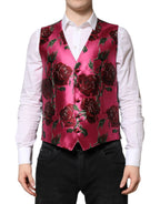 Dolce & Gabbana Pink Floral Satin Formal Men Waistcoat Vest - Zeiniez