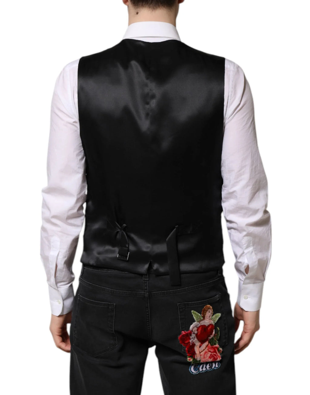 Dolce & Gabbana Pink Floral Satin Formal Men Waistcoat Vest - Zeiniez