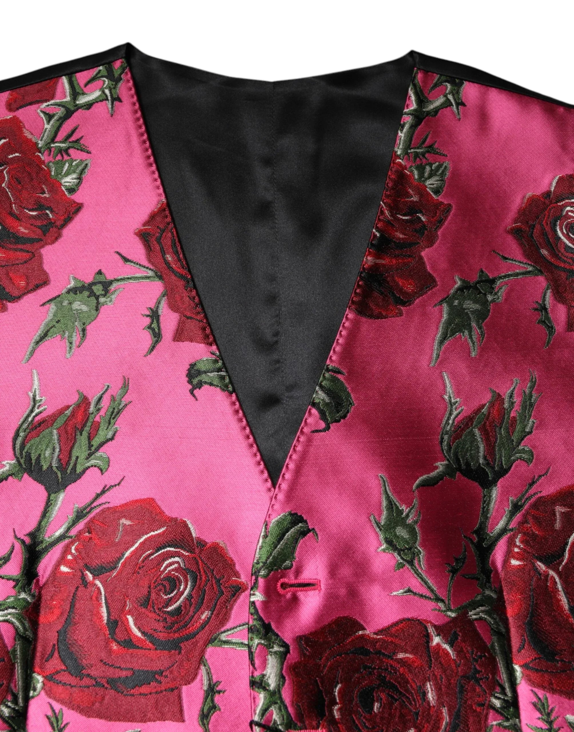 Dolce & Gabbana Pink Floral Satin Formal Men Waistcoat Vest - Zeiniez
