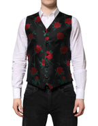 Dolce & Gabbana Red Floral Brocade Formal Men Waistcoat Vest - Zeiniez