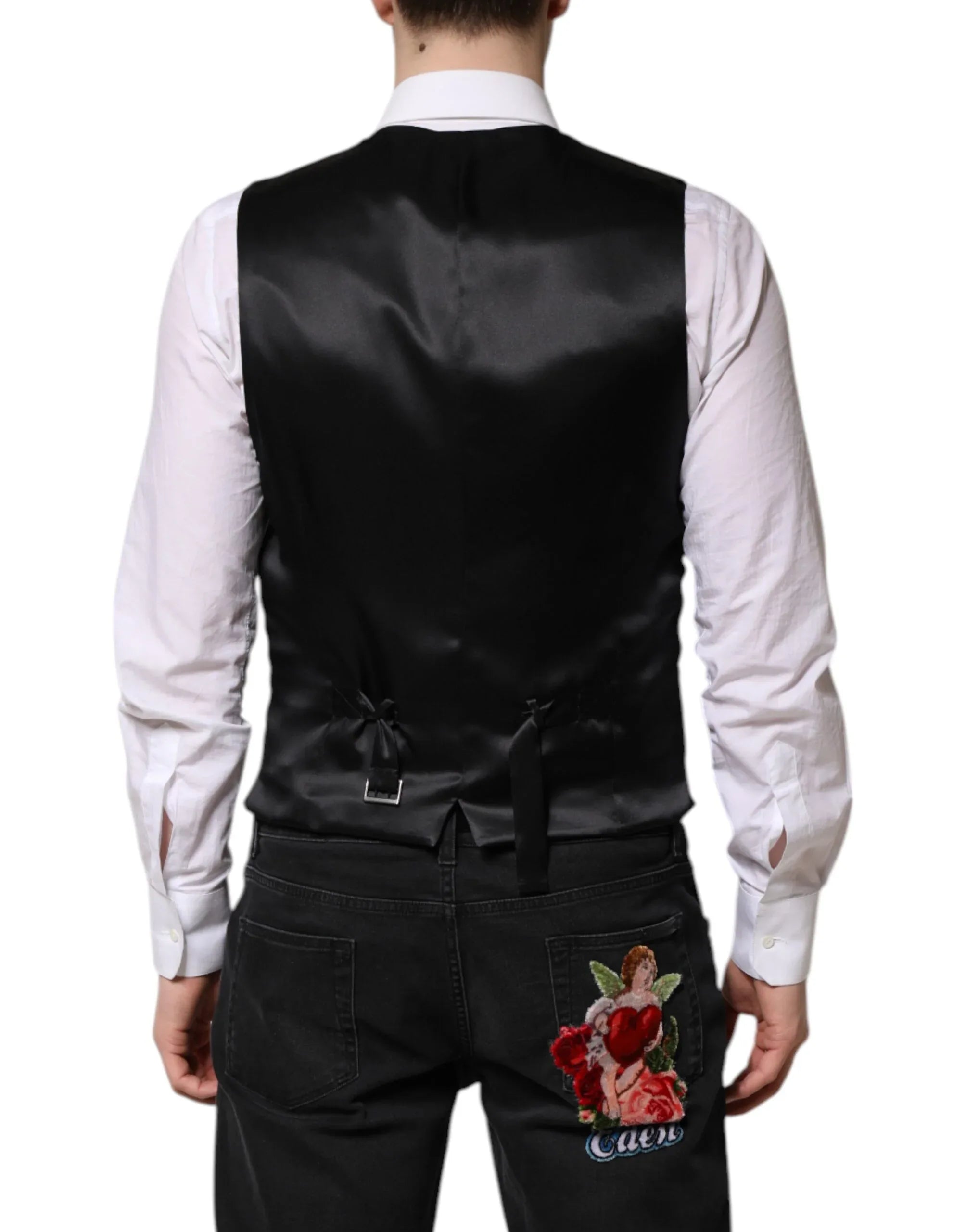 Dolce & Gabbana Red Floral Brocade Formal Men Waistcoat Vest - Zeiniez