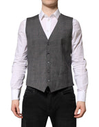 Dolce & Gabbana Gray Plaid Wool Formal Dress Waistcoat Vest - Zeiniez