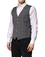 Dolce & Gabbana Gray Plaid Wool Formal Dress Waistcoat Vest - Zeiniez
