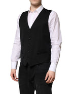 Dolce & Gabbana Black Wool Dress Formal Men Waistcoat Vest - Zeiniez