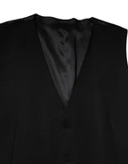 Dolce & Gabbana Black Wool Dress Formal Men Waistcoat Vest - Zeiniez