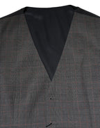 Dolce & Gabbana Gray Plaid Wool Formal Dress Waistcoat Vest - Zeiniez