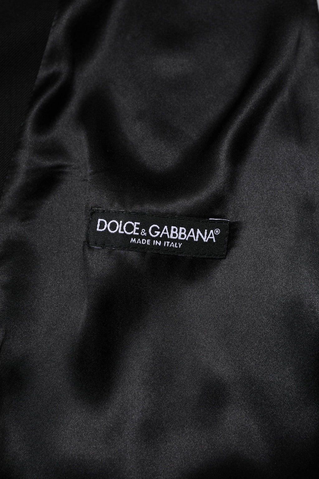 Dolce & Gabbana Black Wool Dress Formal Men Waistcoat Vest - Zeiniez