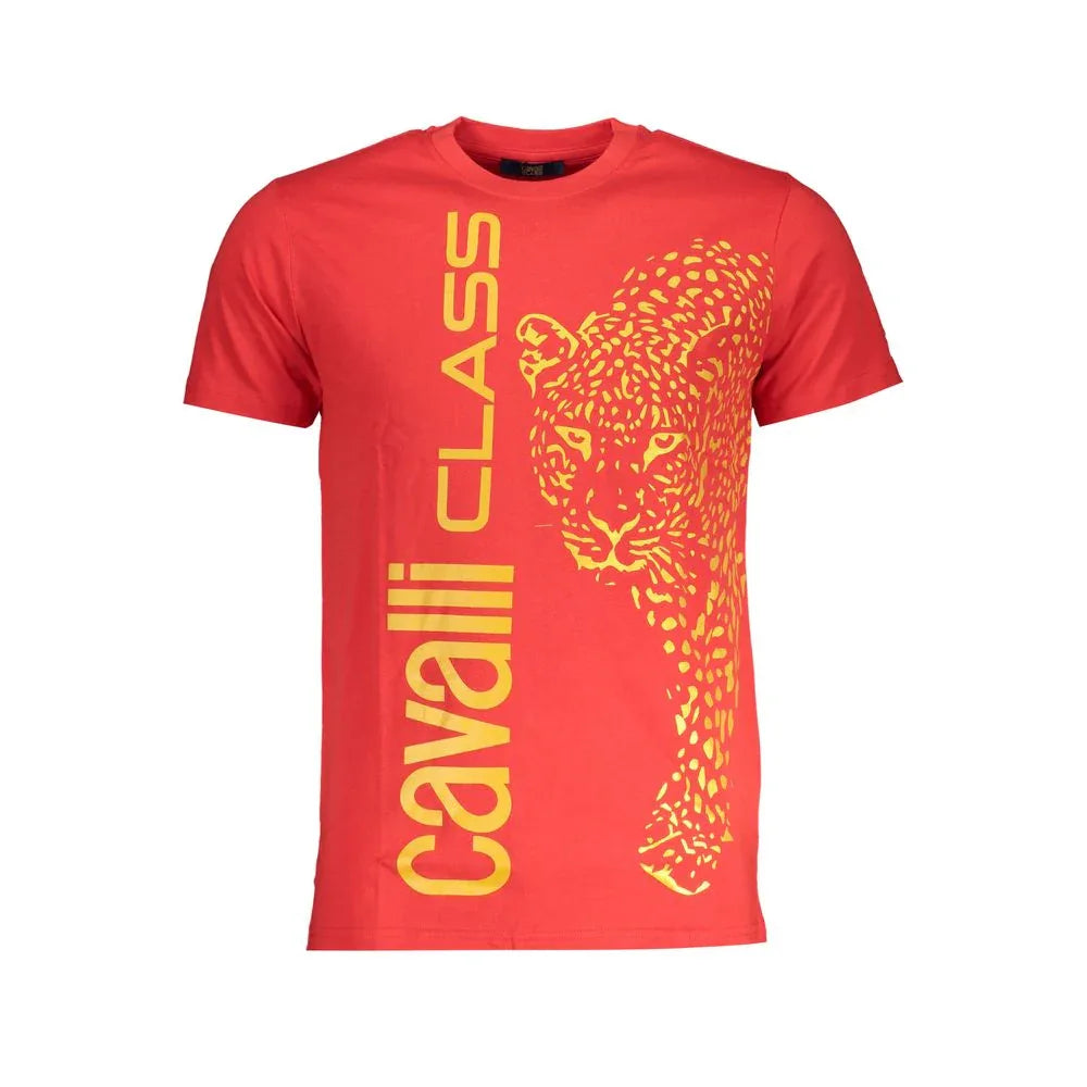 Cavalli Class Rosso Cotton Men T-Shirt - Zeiniez