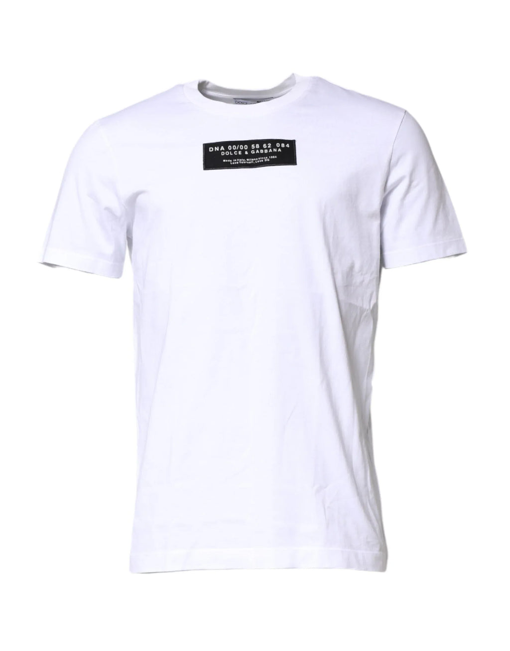 Dolce & Gabbana White Cotton Logo Patch Crew Neck T-shirt - Zeiniez