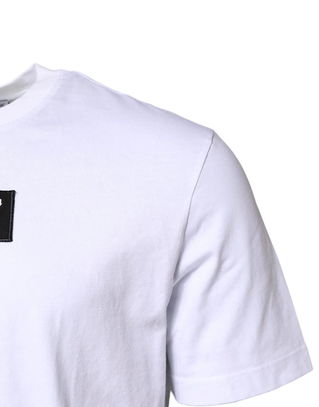 Dolce & Gabbana White Cotton Logo Patch Crew Neck T-shirt - Zeiniez