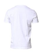 Dolce & Gabbana White Cotton Logo Patch Crew Neck T-shirt - Zeiniez