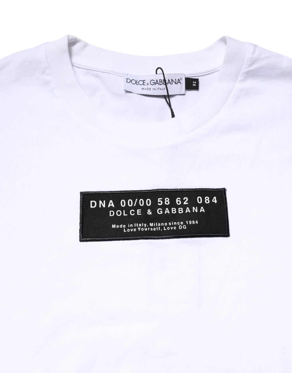 Dolce & Gabbana White Cotton Logo Patch Crew Neck T-shirt - Zeiniez
