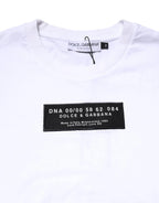 Dolce & Gabbana White Cotton Logo Patch Crew Neck T-shirt - Zeiniez