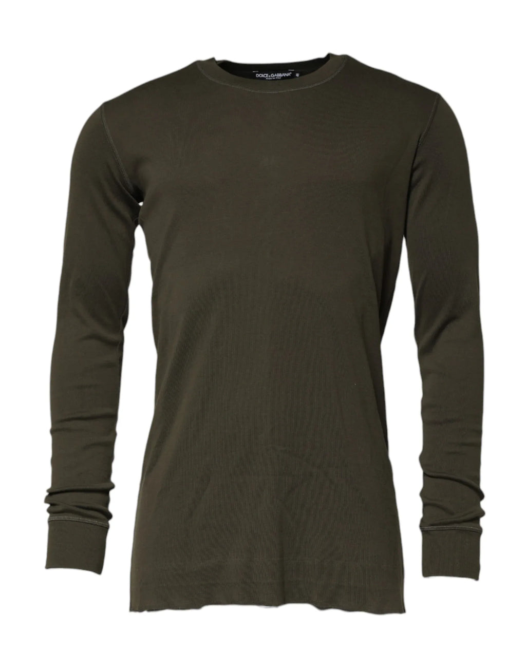 Dolce & Gabbana Dark Green Long Sleeves Crew Neck T-shirt - Zeiniez