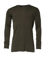 Dolce & Gabbana Dark Green Long Sleeves Crew Neck T-shirt - Zeiniez
