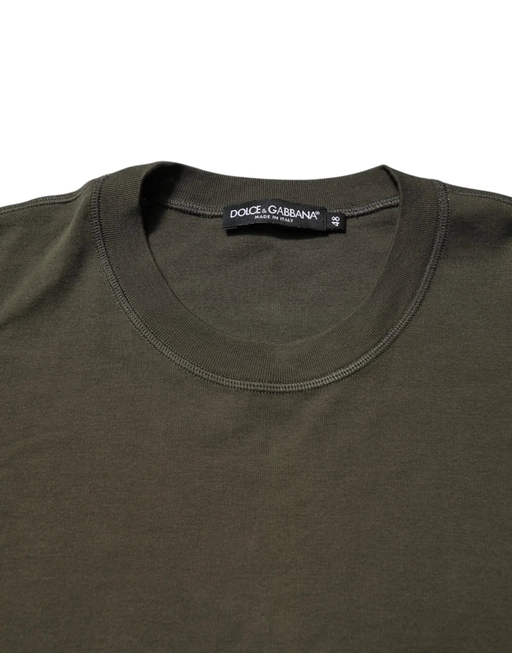 Dolce & Gabbana Dark Green Long Sleeves Crew Neck T-shirt - Zeiniez