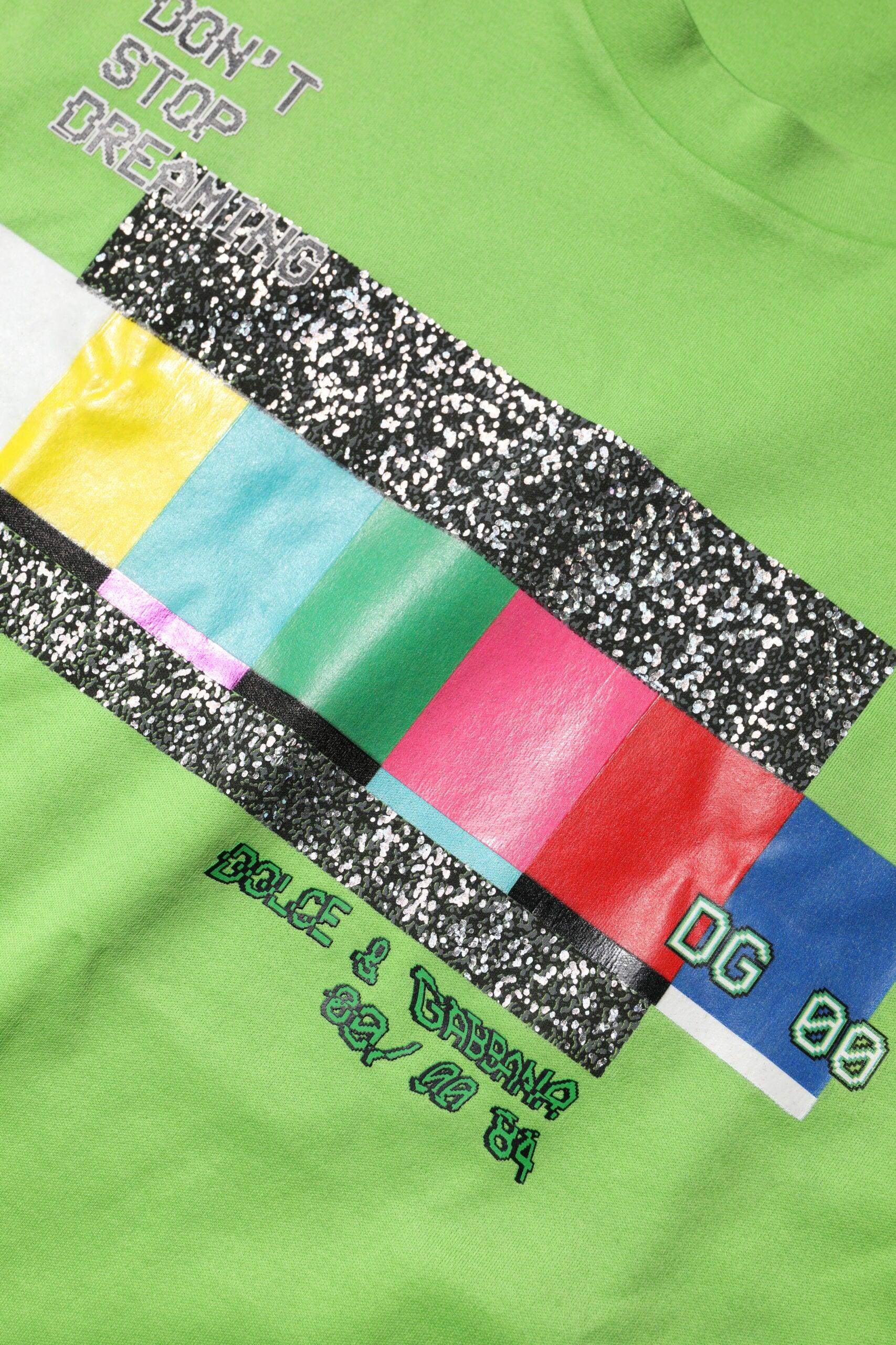 Dolce & Gabbana Green Graphic Printed Round Neck T-shirt - Zeiniez