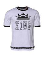 Dolce & Gabbana White Cotton Crown King Embroidery T-shirt - Zeiniez