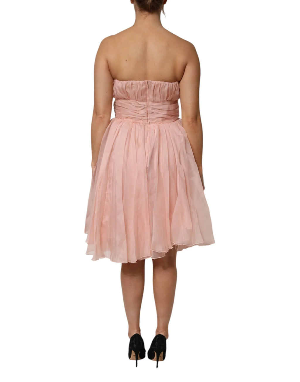 Dolce & Gabbana Pink Silk Chiffon A-line Pleated Midi Dress - Zeiniez
