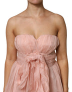Dolce & Gabbana Pink Silk Chiffon A-line Pleated Midi Dress - Zeiniez