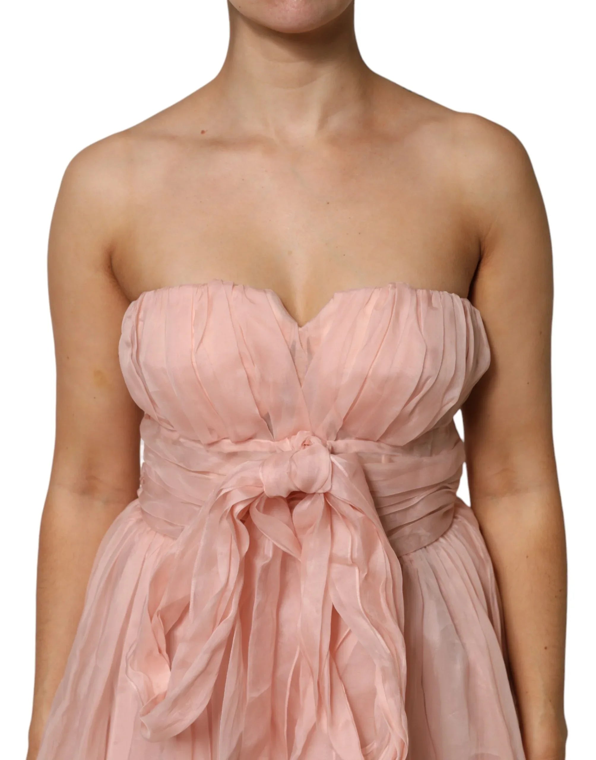 Dolce & Gabbana Pink Silk Chiffon A-line Pleated Midi Dress - Zeiniez