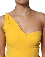 Dolce & Gabbana Yellow One Shoulder Side Slit Midi Dress - Zeiniez