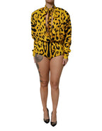Dolce & Gabbana Yellow Leopard Long Sleeves Jumpsuit Dress - Zeiniez