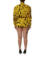 Dolce & Gabbana Yellow Leopard Long Sleeves Jumpsuit Dress - Zeiniez