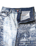 Dolce & Gabbana Blue Washed Print High Waist Denim Jeans - Zeiniez