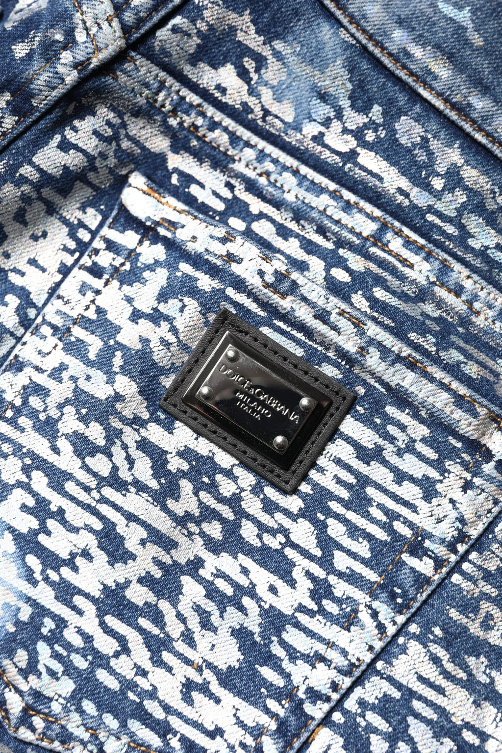 Dolce & Gabbana Blue Washed Print High Waist Denim Jeans - Zeiniez