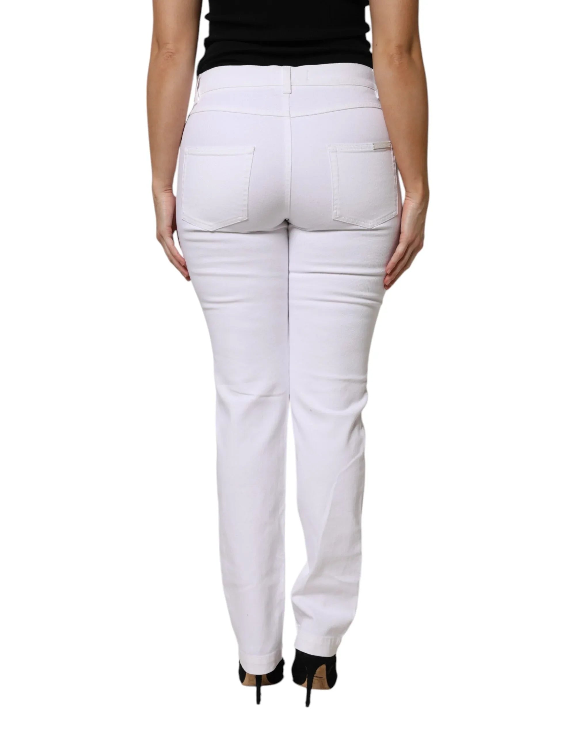 Dolce & Gabbana White Floral Sequined GIRLY Denim Jeans - Zeiniez