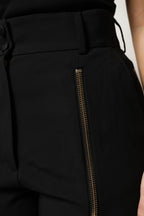 Dolce & Gabbana Black Wool High Waist Zipper Tapered Pants - Zeiniez