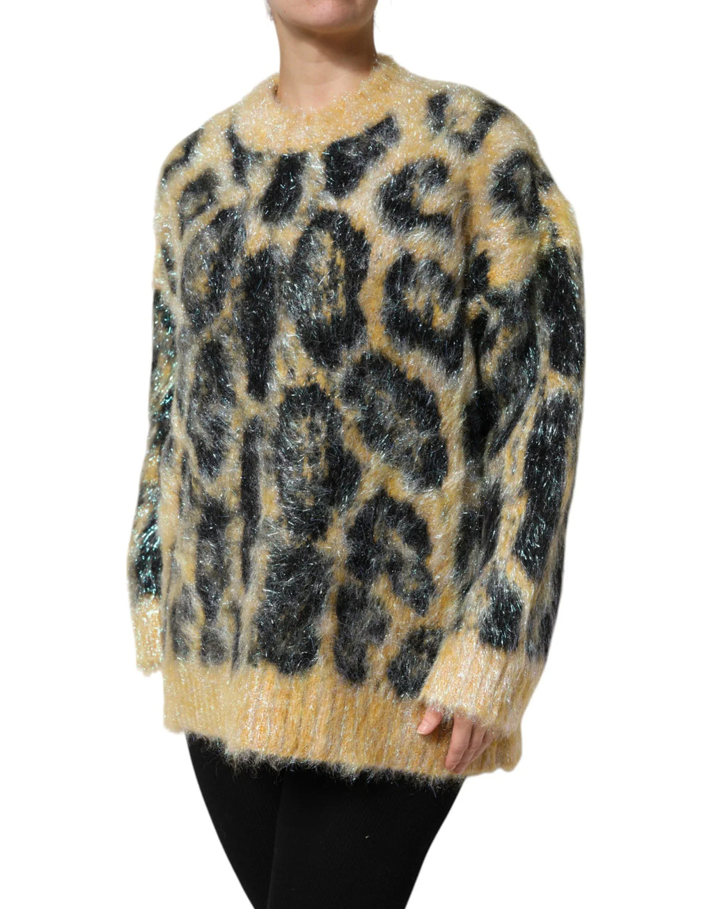 Dolce & Gabbana Multicolor Leopard Mohair Crew Neck Sweater - Zeiniez