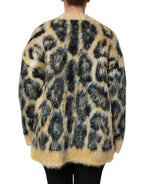 Dolce & Gabbana Multicolor Leopard Mohair Crew Neck Sweater - Zeiniez