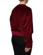 Dolce & Gabbana Red Cotton Velvet Crew Neck Pullover Sweater - Zeiniez