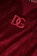 Dolce & Gabbana Red Cotton Velvet Crew Neck Pullover Sweater - Zeiniez