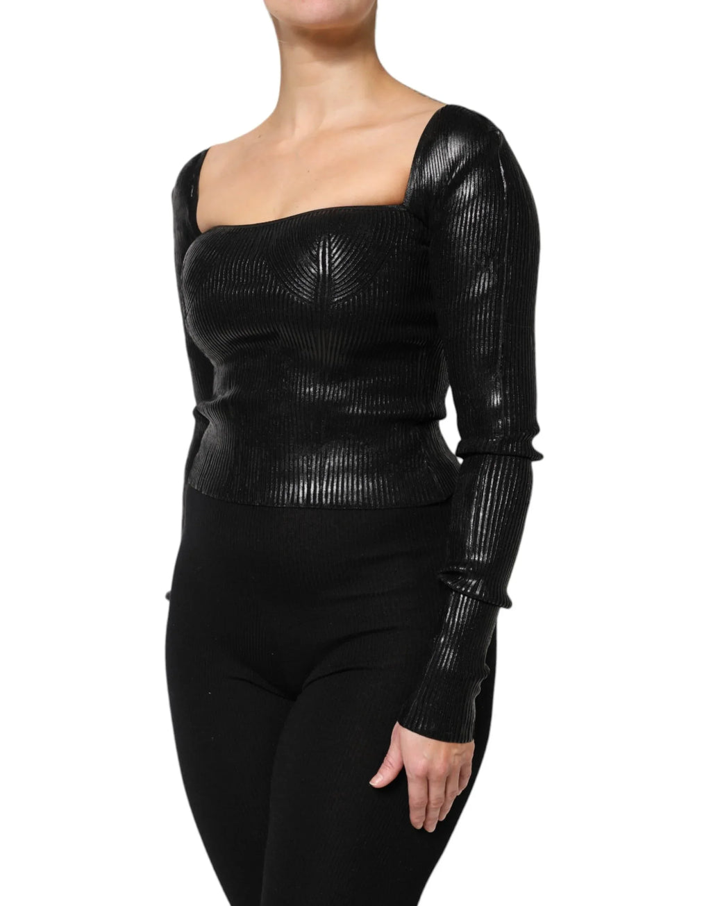 Dolce & Gabbana Black Viscose Long Sleeves Fitted Blouse Top - Zeiniez