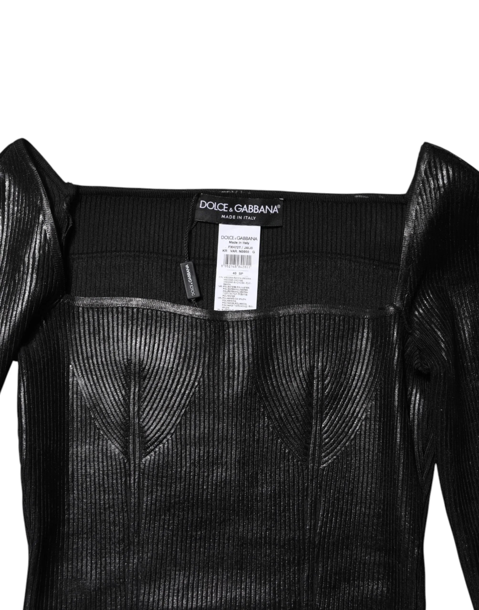 Dolce & Gabbana Black Viscose Long Sleeves Fitted Blouse Top - Zeiniez