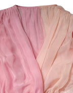 Dolce & Gabbana Pink Plunging V-neck Long Sleeves Blouse Top - Zeiniez