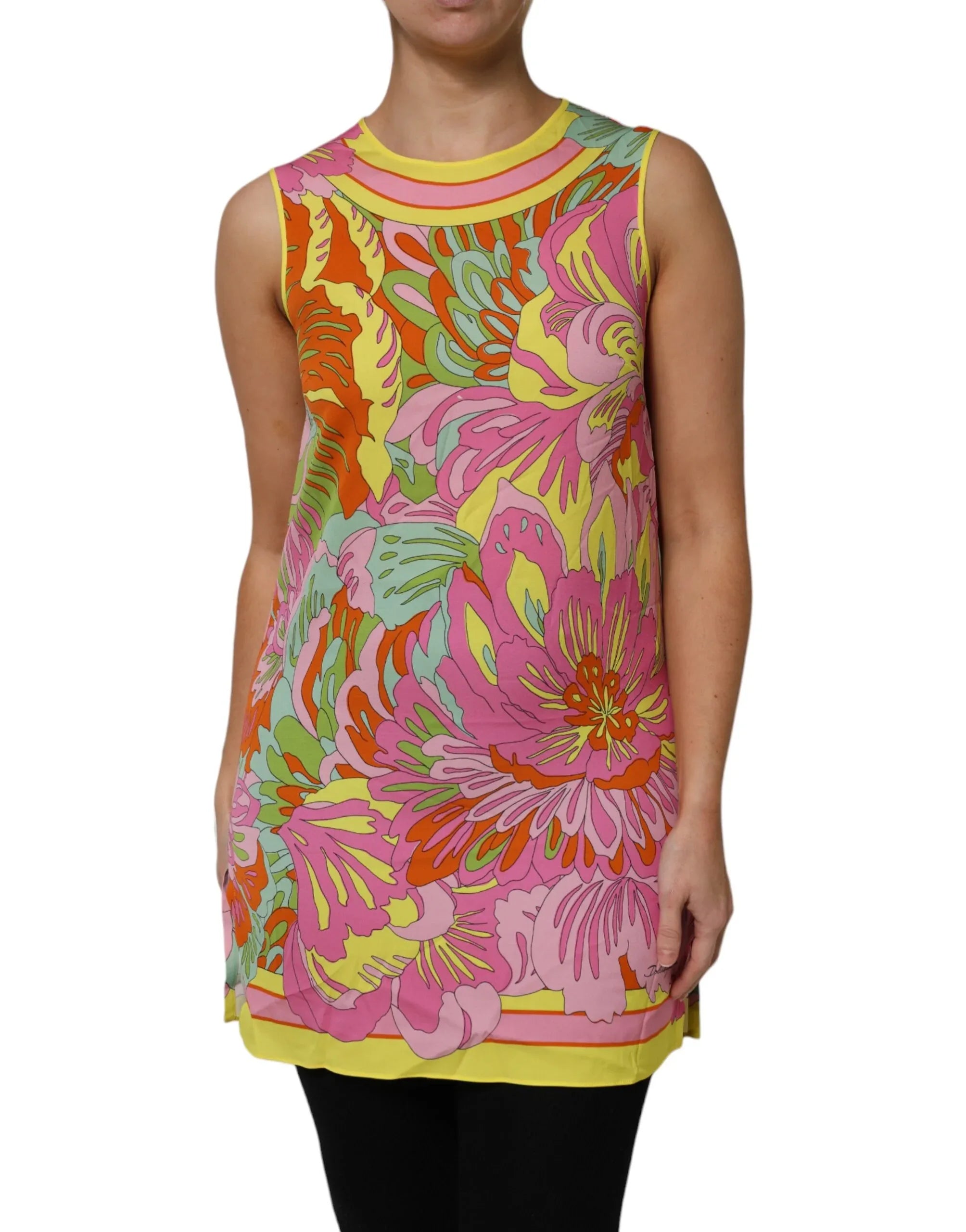 Dolce & Gabbana Multicolor Floral Roundneck Sleeveless Top - Zeiniez