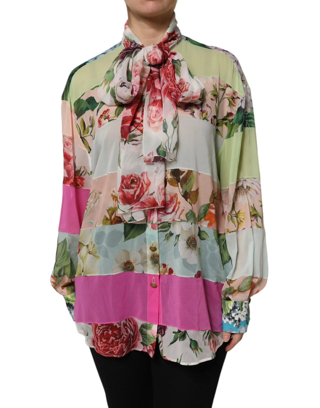 Dolce & Gabbana Multicolor Floral Patchwork Long Sleeves Top - Zeiniez