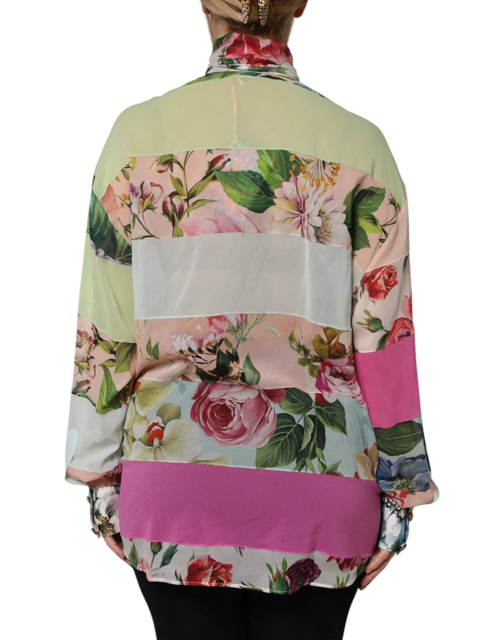Dolce & Gabbana Multicolor Floral Patchwork Long Sleeves Top - Zeiniez