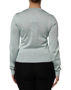 Dolce & Gabbana Light Green Silk Button Down Cardigan Sweater - Zeiniez