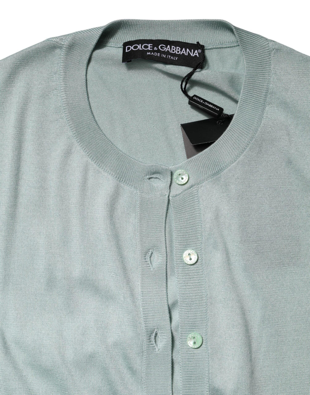 Dolce & Gabbana Light Green Silk Button Down Cardigan Sweater - Zeiniez